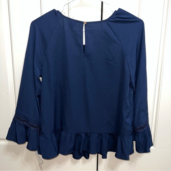 NWT A New Day Xavier Navy Blue Long Sleeve Blouse Size X Small - Picture 9 of 12